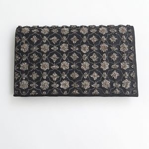 Vintage Clutch Black Antique Silver